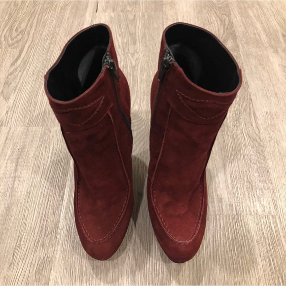 ABEL MUNOZ Zeminar Burgundy Suede Heel Ankle Boots Size 37 - Picture 4 of 8